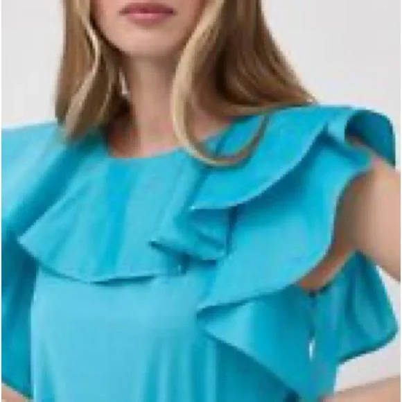 Weekend Max Mara Blue Ruffled Sleeveless Blouse - Picture 4 of 6